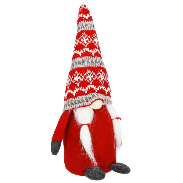 Karácsonyi dekoráció – női manó figura, 33 cm, piros-fehér-fekete