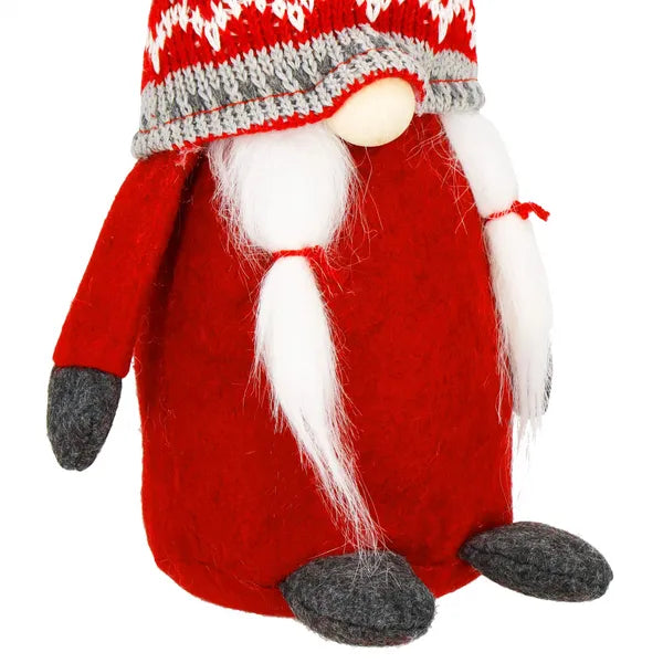 Karácsonyi dekoráció – női manó figura, 33 cm, piros-fehér-fekete