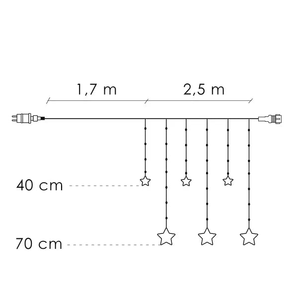 Csillag fényfüggöny 138 LED, meleg fehér, 4,2 m, 8 program