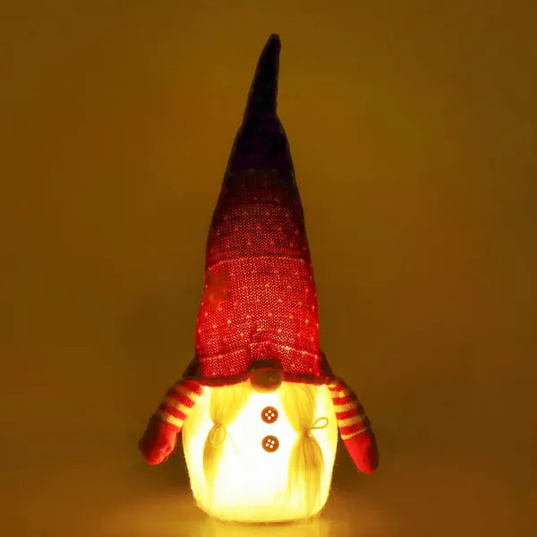 Karácsonyi manó LED dekoráció, 34×17 cm, meleg fehér, elemes