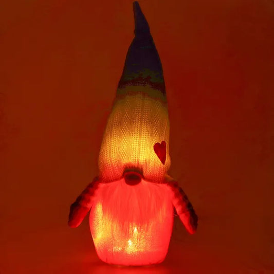 Karácsonyi világító manó dekoráció, 35 cm, melegfehér LED, elemes