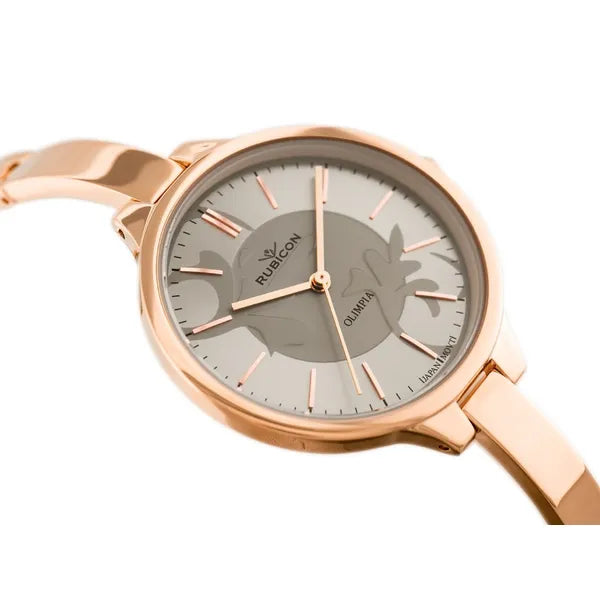 Rose gold női karóra szürke számlappal, acél szíjjal, 35 mm
