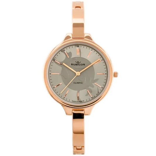 Rose gold női karóra szürke számlappal, acél szíjjal, 35 mm