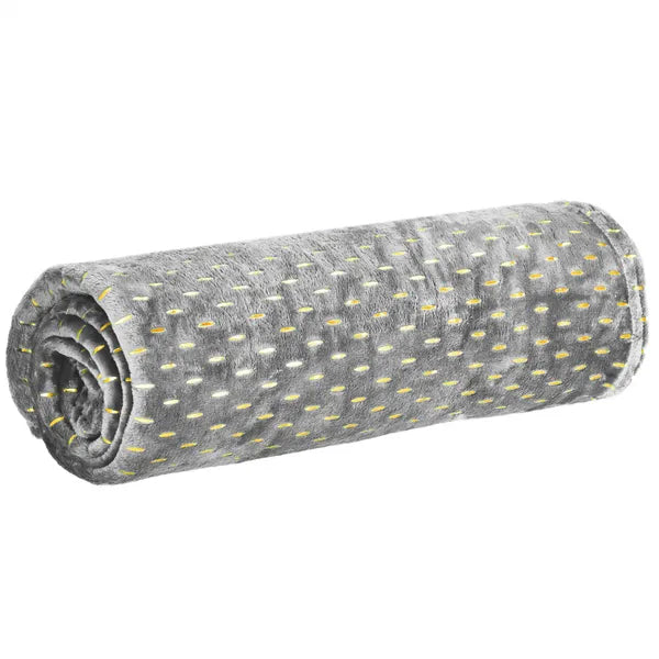 Puha pléd 200×220 cm, szürke-arany, 100% poliészter