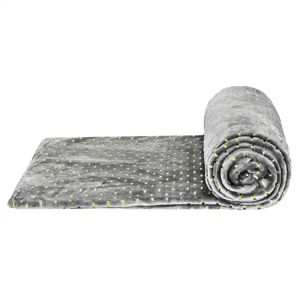 Puha pléd 200×220 cm, szürke-arany, 100% poliészter
