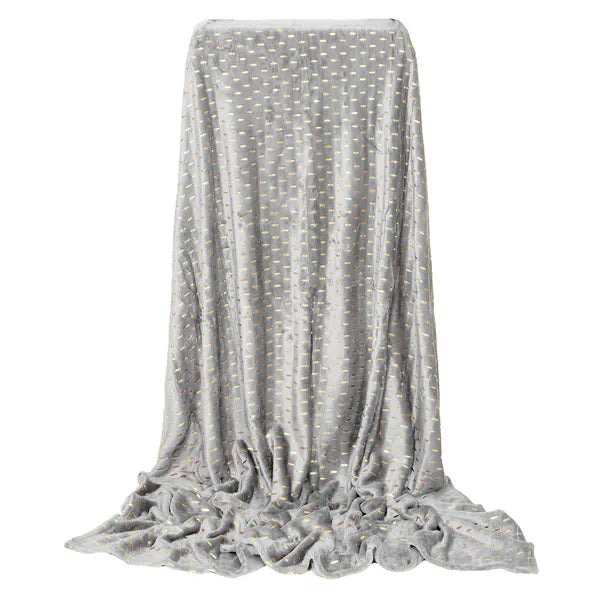 Puha pléd 200×220 cm, szürke-arany, 100% poliészter