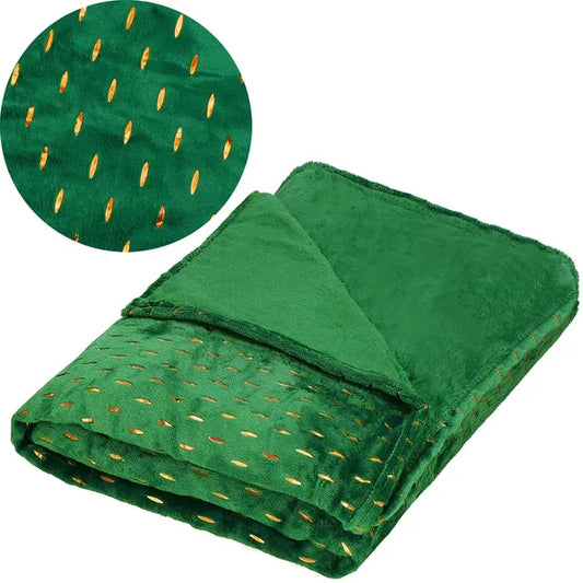 Plüss takaró 200x220 cm, palackzöld-arany, 100% poliészter, puha 3 mm