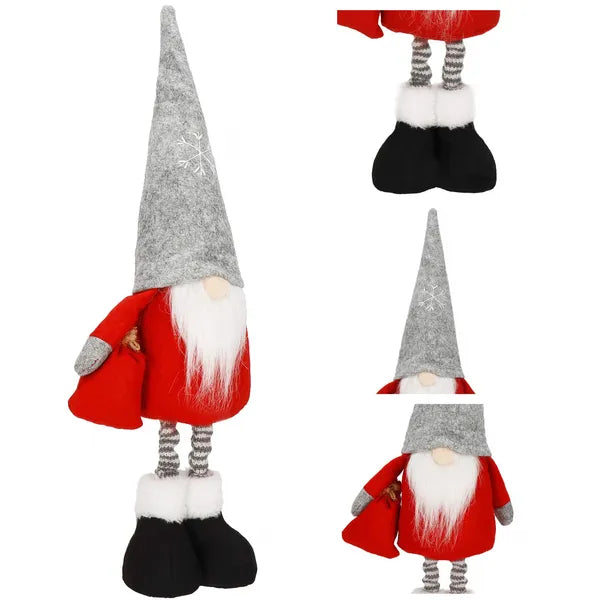 Téli dekorációs gnóm figura, 42 cm, stabil talppal