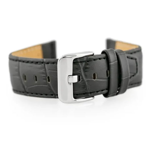 Bisset szürke valódi bőrszíj, 20 mm szélesség, 7 lyukkal