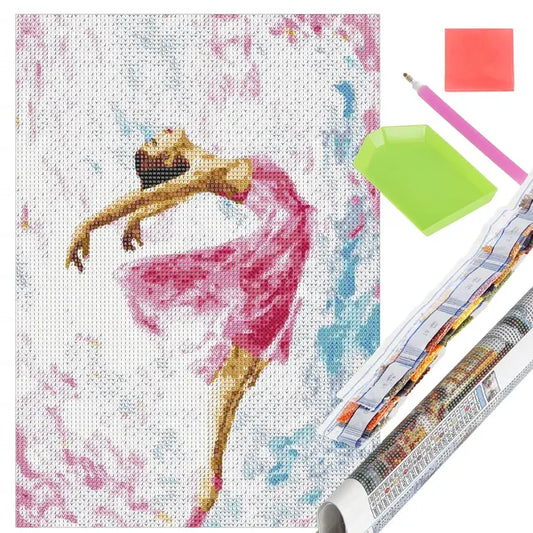 Tündöklő balerina gyémántszemes festőkészlet, 30×40 cm, multiszín