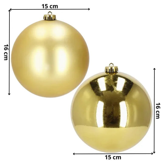 Arany karácsonyfadísz gömb készlet 2 db, 15 cm, törhetetlen, matt/fényes