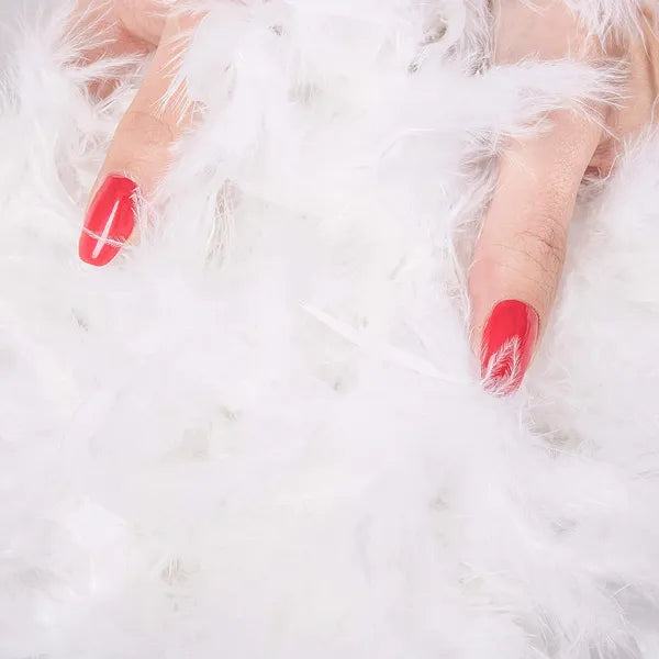 Fehér boa tollgirland, 1,5 m, természetes toll, 43 g