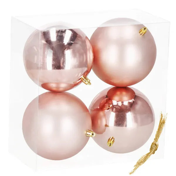 Törhetetlen rose gold karácsonyi gömbdísz szett, 12 cm, 4 db (matt/fényes)