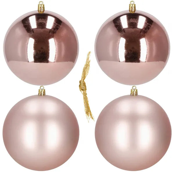 Törhetetlen rose gold karácsonyi gömbdísz szett, 12 cm, 4 db (matt/fényes)