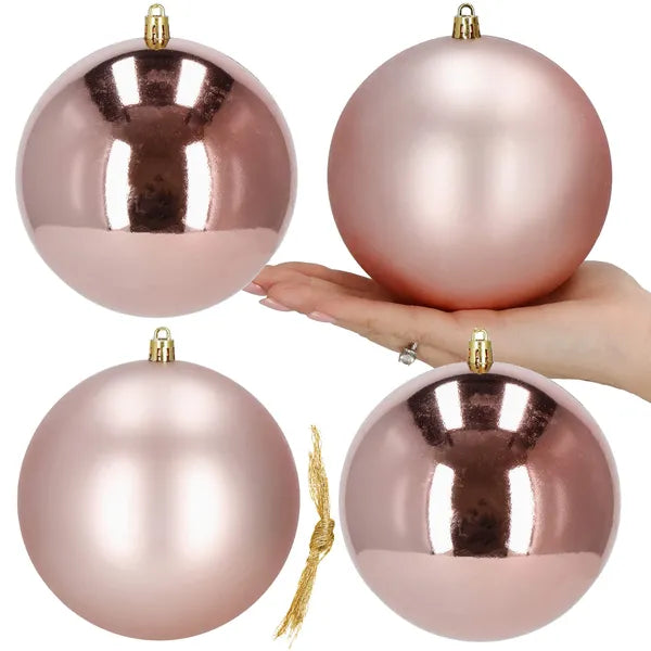 Törhetetlen rose gold karácsonyi gömbdísz szett, 12 cm, 4 db (matt/fényes)