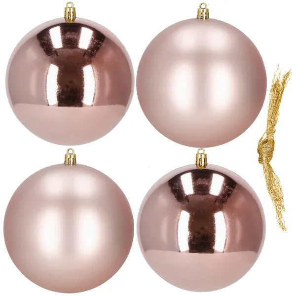 Törhetetlen rose gold karácsonyi gömbdísz szett, 12 cm, 4 db (matt/fényes)