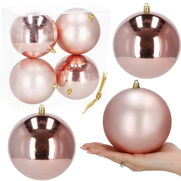 Törhetetlen rose gold karácsonyi gömbdísz szett, 12 cm, 4 db (matt/fényes)