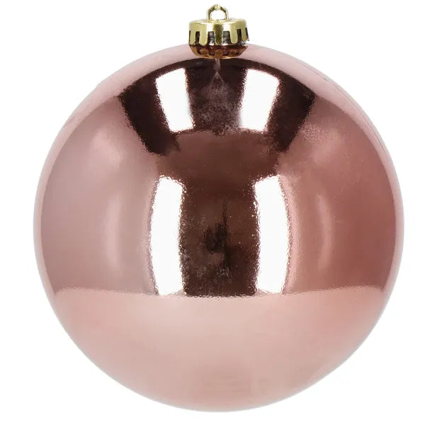 Rose gold, matt és fényes törhetetlen karácsonyi gömb 15 cm – 2 db