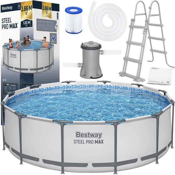 Bestway fémvázas kerti medence szett 366×100 cm, szűrőszivattyúval, létrával