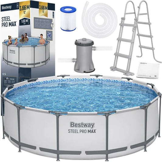 Bestway fémvázas kerti medence szett 366×100 cm, szűrőszivattyúval, létrával