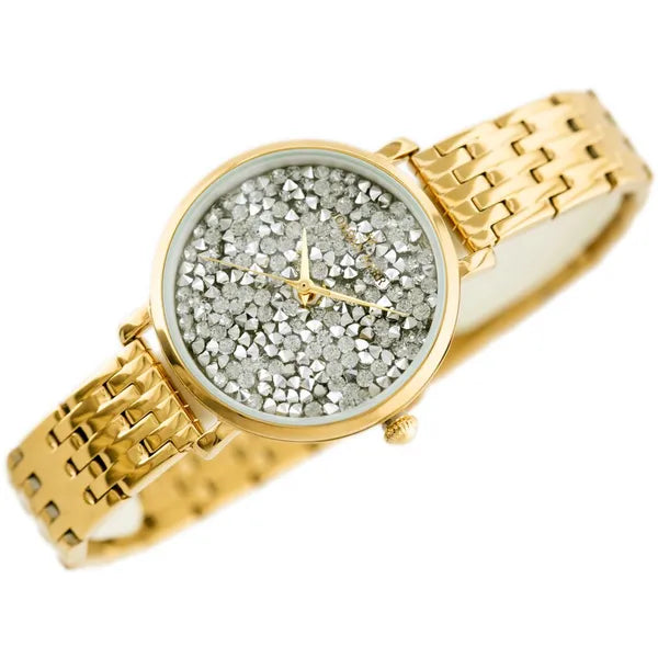 Női kvarc karóra arany-ezüst színben, 36 mm tok, WR30, fém szíj