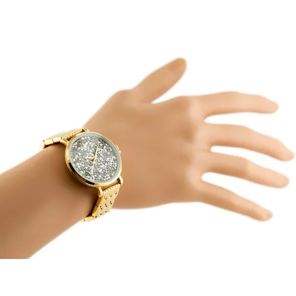 Női kvarc karóra arany-ezüst színben, 36 mm tok, WR30, fém szíj