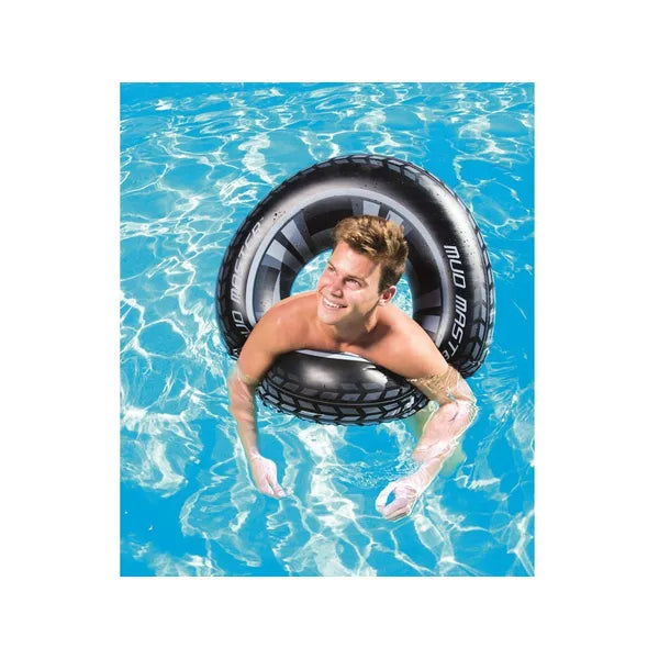 Felfújható úszógumi, autógumi mintás, 91 cm, PVC, 10+