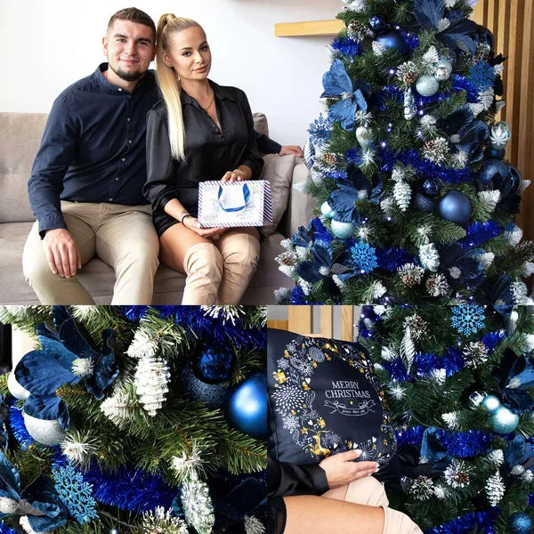 Törhetetlen karácsonyfadísz gömb készlet, 6 db, 10 cm, matt és fényes, sötétkék
