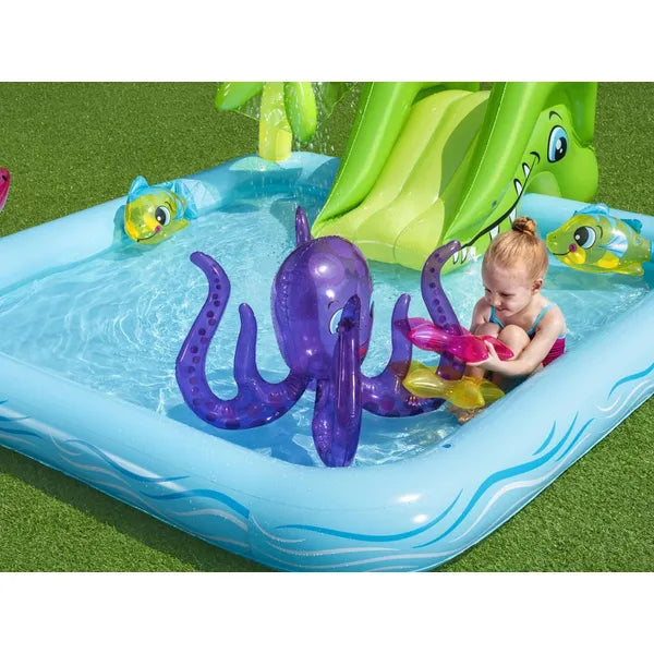 Bestway Aquarium felfújható gyerek vízi játszótér 239×206×86 cm csúszdával