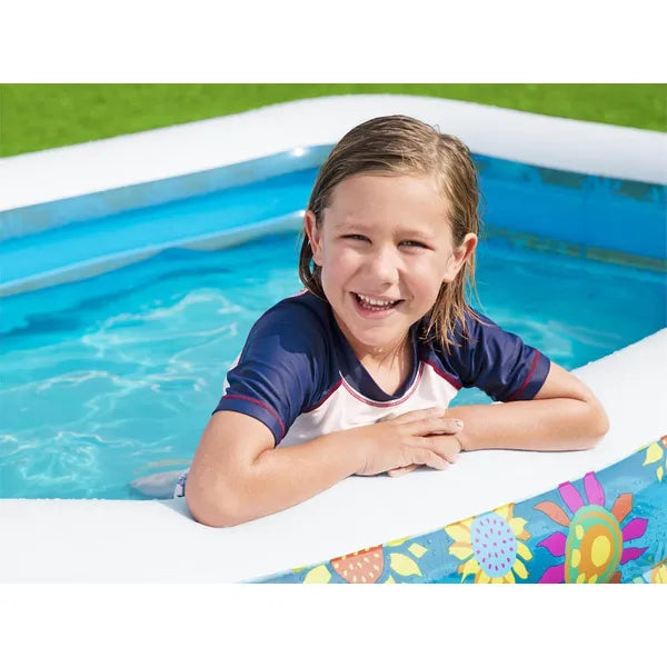 Bestway családi felfújható medence 229×152×56 cm, 3 gyűrű, virágmintás