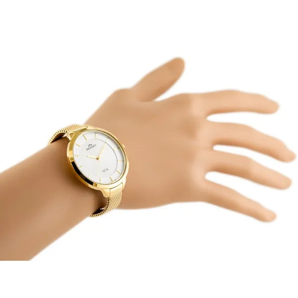 Bisset női karóra, arany PVD nemesacél szíj, 34 mm ezüst számlap