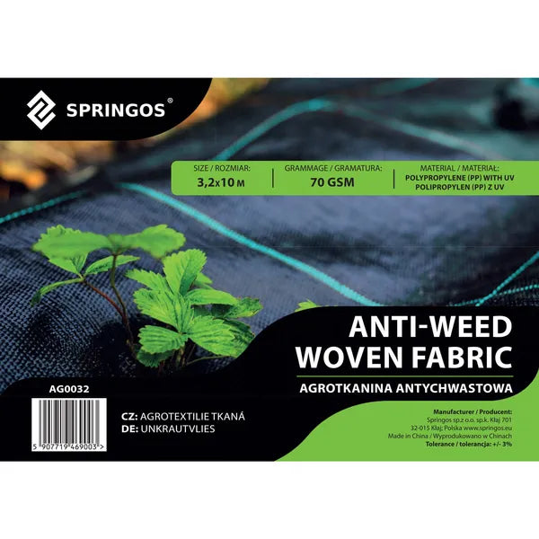 Gyomfogó PP agroszövet, UV álló, 70 g/m², 3,2×10 m, fekete