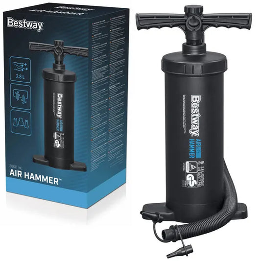 Bestway kétirányú kézipumpa, 37 cm, tömlővel és 3 szelepadapterrel