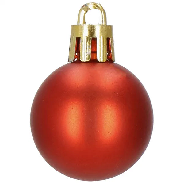 Törhetetlen karácsonyi gömb díszek, piros-arany, 42 db, 3–6 cm