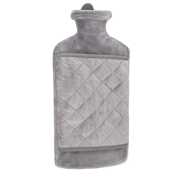 Termofor 1,8 L – szürke gumi melegvizes palack puha huzattal, zsebbel