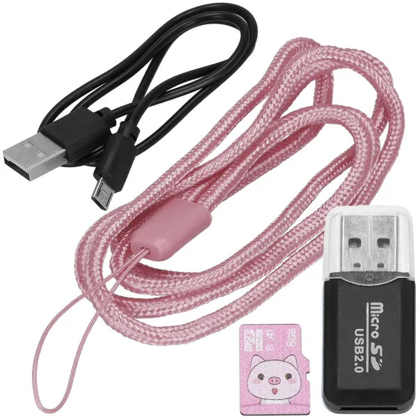 Gyerek digitális fényképezőgép, rózsaszín, Full HD 24 MP, 8 GB kártyával