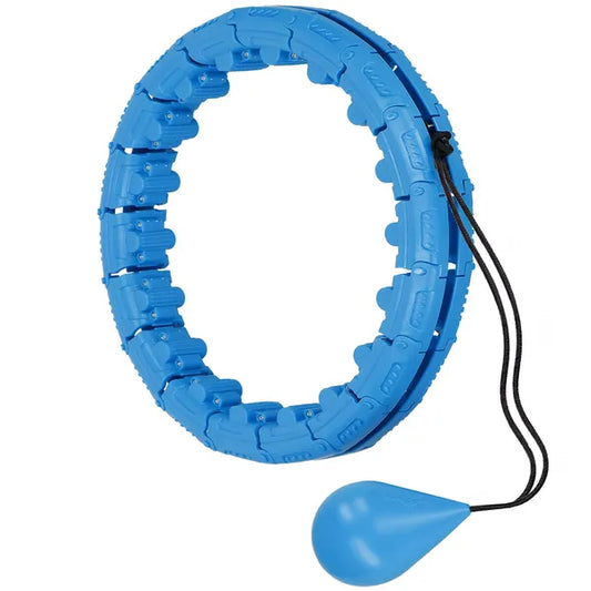 Állítható, súlyozott hullahopp karika 24 masszázstüskével, kék, 46 cm