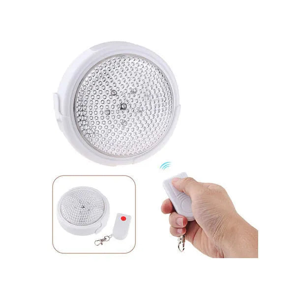 Érintős 5 LED-es elemes lámpa távirányítóval, falra vagy szekrénybe