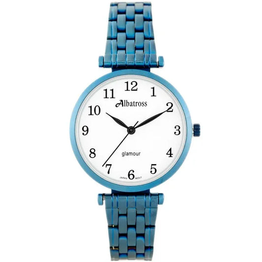 Albatross Glamour női kvarc karóra 32 mm, kék tokkal és acélszíjjal