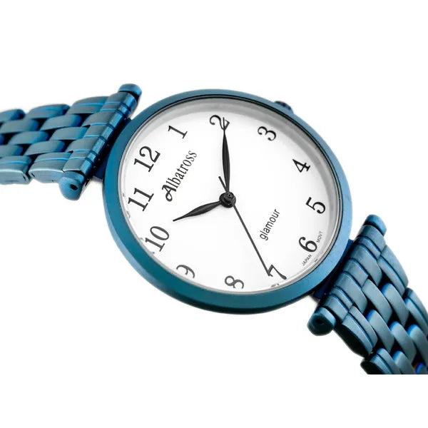 Albatross Glamour női kvarc karóra 32 mm, kék tokkal és acélszíjjal