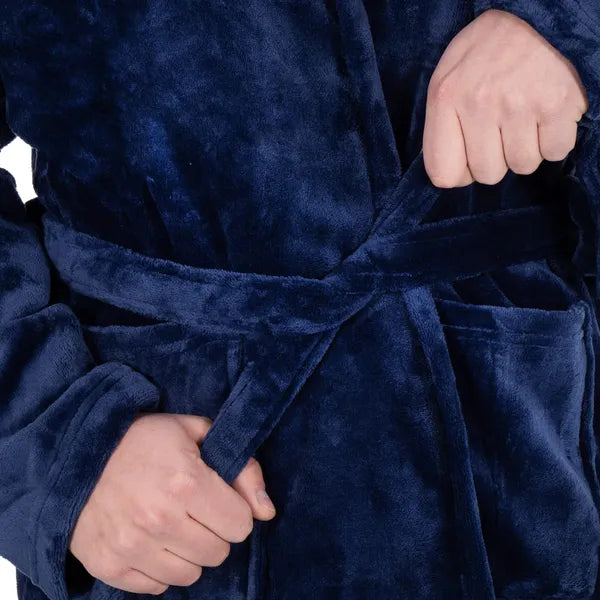 Puha plüss fürdőköntös L/XL, sötétkék, poliészter 260 g/m2