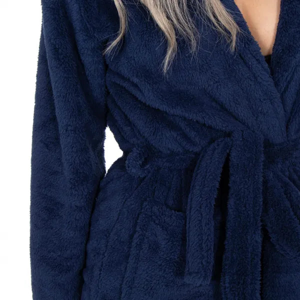 Kapucnis pihe-puha köntös, sötétkék poliészter 260 g/m², L/XL