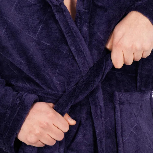 Springos puha polár köntös tengerészkék, L/XL, 2 zseb, öv