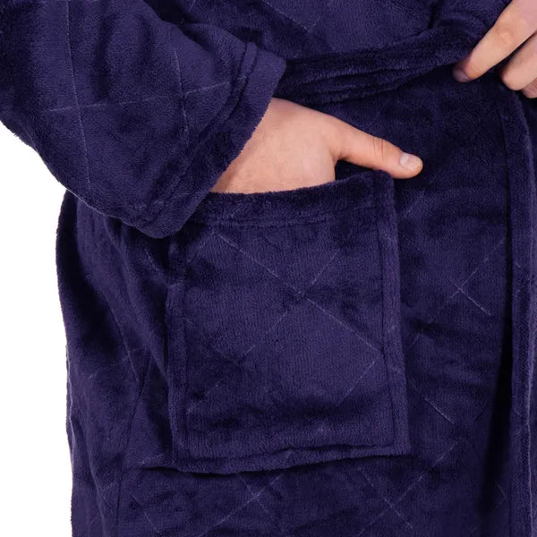 Springos puha polár köntös tengerészkék, L/XL, 2 zseb, öv