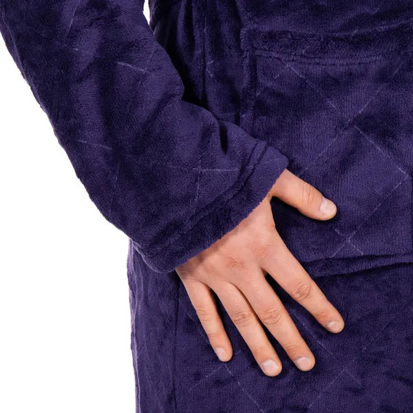 Springos puha polár köntös tengerészkék, L/XL, 2 zseb, öv