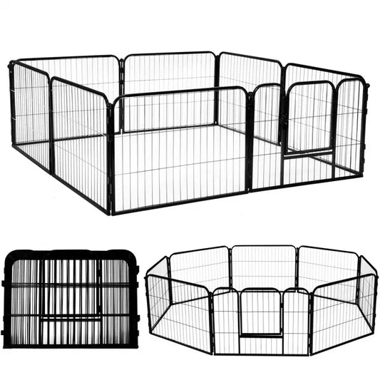 Összecsukható 8-paneles fekete fém kisállat ketrec 60×80 cm