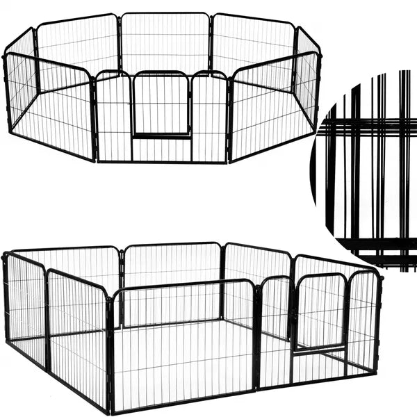 Összecsukható 8-paneles fekete fém kisállat ketrec 60×80 cm