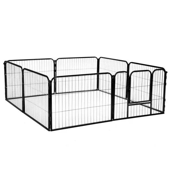 Összecsukható 8-paneles fekete fém kisállat ketrec 60×80 cm