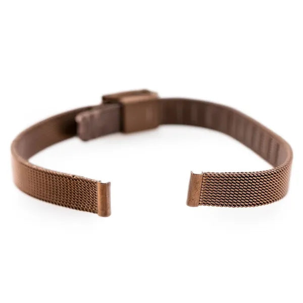 Barna PVD-bevonatú rozsdamentes acél mesh óraszíj, 8 mm