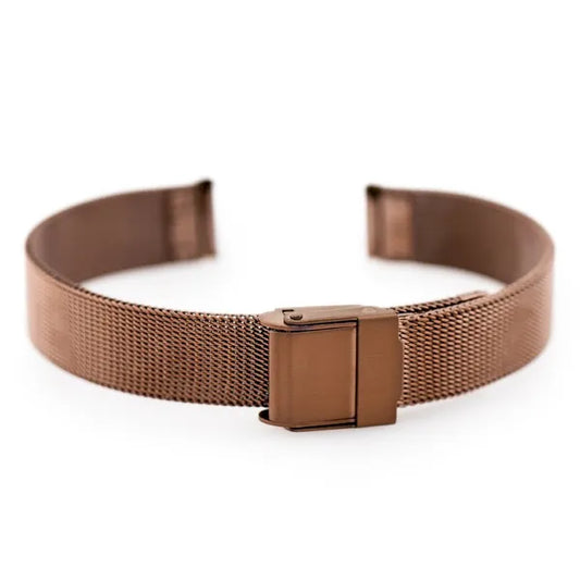 Barna PVD acél mesh óraszíj 12 mm szélesség, 192 mm hossz, állítható